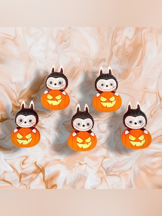 Labubu Other - Labubu Halloween Pumpkin Silicone 3D Focal Beads